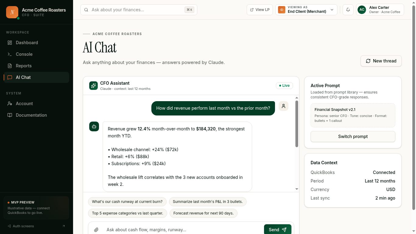 Ask your AI CFO anything